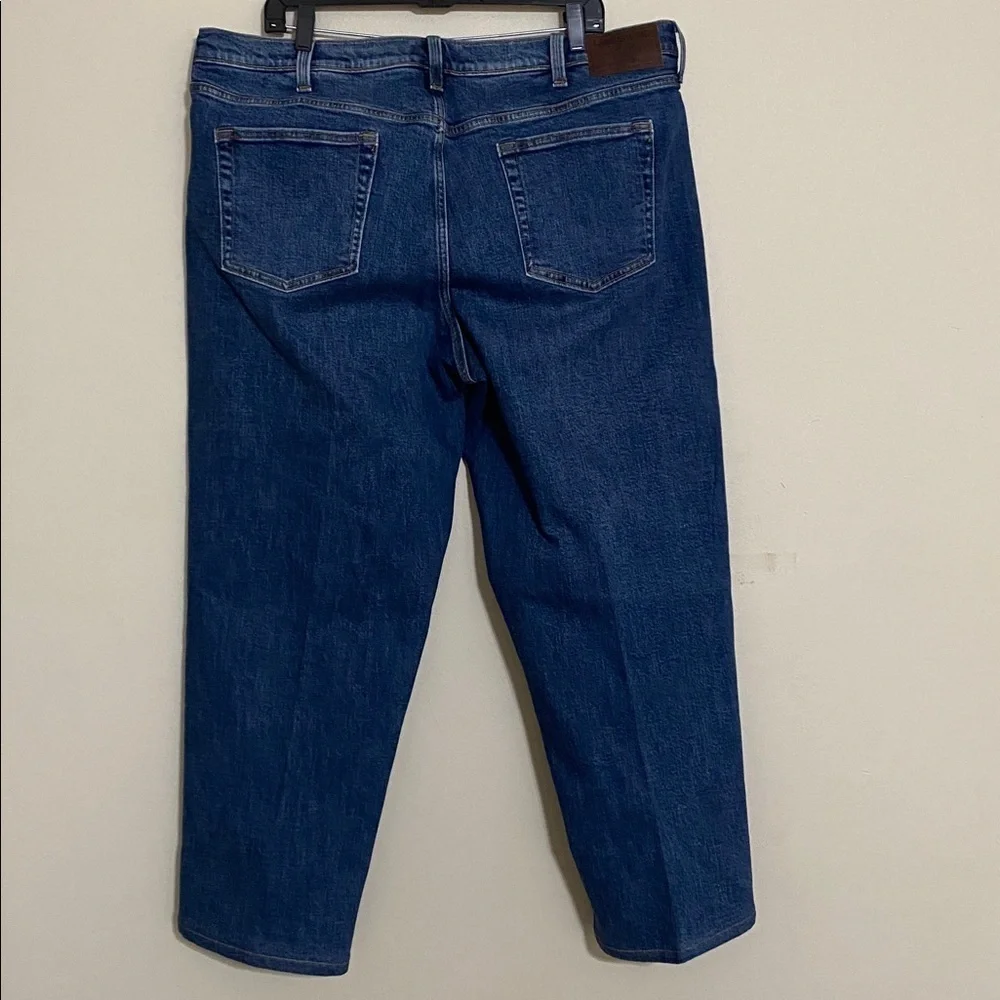 Lands' End Men Relaxed Dark Blue square Rigger Jeans lined 42 winter casual cozy